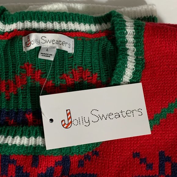 Ugly Christmas Sweater Cat Kitten Grooming Licking Sitting Snowflake Men Women L - Picture 4 of 4